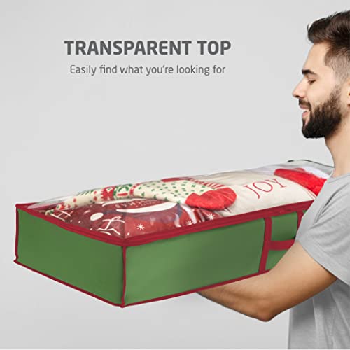 Zober Wrapping Paper Storage Bags - Premium Underbed Storage Boxes for Christmas and Birthday Wrapping Paper - Bedroom Organiser for Clothes and Blankets - 107x46x15cm, Green