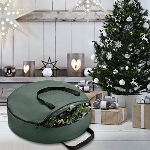 Christmas Wreath Storage Container Bag 30 Inch Oxford Cloth Large Xmas Wreath Storage Bag with Handle Double Zipper Heavy Duty Holiday Artificial Wreath Storage Organizer Box (24 Inch, Black)