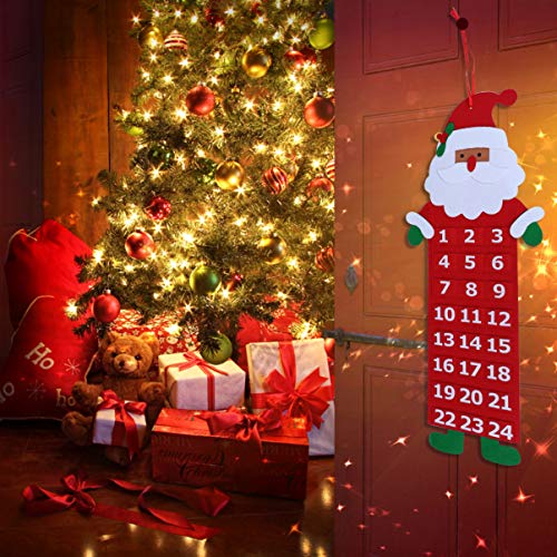 LIOOBO Creative Non-woven Fabric Christmas Advent Calendar DIY Decorative Xmas Countdown Calendar Home Door Wall Hanging Ornaments (Santa Claus)