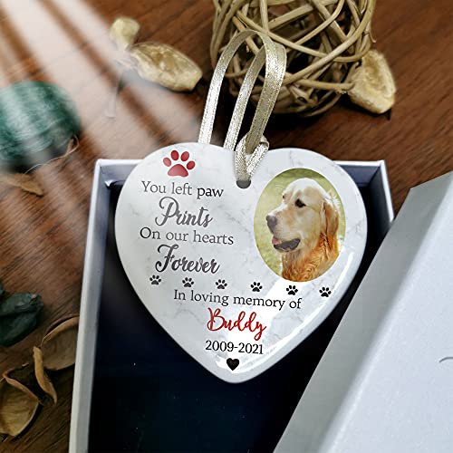 GuteGifts Personalised Photo Pets Dog Cat Memorial Bauble Ceramics Ornaments Christmas Xmas Tree Decoration Hanging Sign Keepsake-