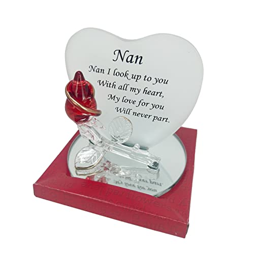 OnlineStreet Glass Rose Gift Box A Heartfelt Expression of Love for Nan | Nan Gifts | Birthday Gift for Nan, Glass Ornament Nana Gifts - Christmas/Thank You/Special Occasion Gifts for Nana or Nan