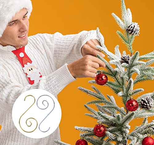 Christmas Ornament Hooks 240Pcs Xmas Tree Ornaments Hanger Hooks Metal Wire S Hooks with Storage Box for Baubles Ball Christmas Tree Hanging Decoration, Gold&Silver