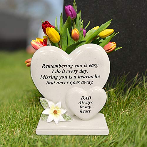 Personalised Grave Ornament/Memorial Plaque with Double Hearts | Graveside Decoration Gift in the Loving Memory of your Loving Deceased Ones (Dad)