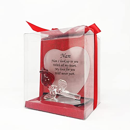 OnlineStreet Glass Rose Gift Box A Heartfelt Expression of Love for Nan | Nan Gifts | Birthday Gift for Nan, Glass Ornament Nana Gifts - Christmas/Thank You/Special Occasion Gifts for Nana or Nan