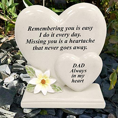 Personalised Grave Ornament/Memorial Plaque with Double Hearts | Graveside Decoration Gift in the Loving Memory of your Loving Deceased Ones (Dad)