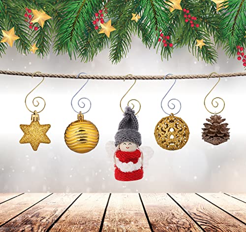 Christmas Ornament Hooks 240Pcs Xmas Tree Ornaments Hanger Hooks Metal Wire S Hooks with Storage Box for Baubles Ball Christmas Tree Hanging Decoration, Gold&Silver