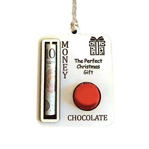 IUYQY Christmas Unique Money Holder Handmade Wooden Money Card Hanging Decoration Xmas Tree Ornaments Pendant Funny Christmas Money Cash Gift