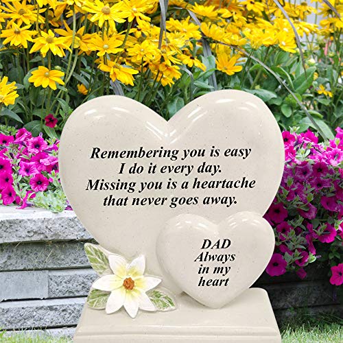 Personalised Grave Ornament/Memorial Plaque with Double Hearts | Graveside Decoration Gift in the Loving Memory of your Loving Deceased Ones (Dad)