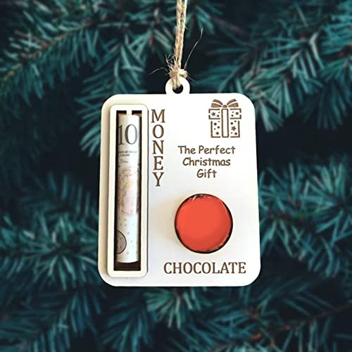 IUYQY Christmas Unique Money Holder Handmade Wooden Money Card Hanging Decoration Xmas Tree Ornaments Pendant Funny Christmas Money Cash Gift