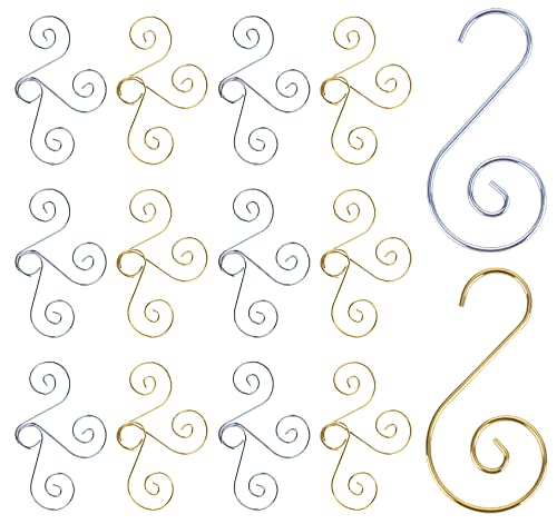 Christmas Ornament Hooks 240Pcs Xmas Tree Ornaments Hanger Hooks Metal Wire S Hooks with Storage Box for Baubles Ball Christmas Tree Hanging Decoration, Gold&Silver