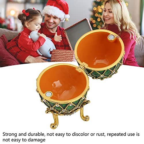 Trinket Box Faberge Egg Enameled Jewelry Box, Faberge Egg Jewelry Boxes Gift for Home Decor, Classic Ornaments Metal Craft Gift for Home Decor (Green)