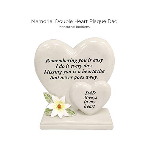 Personalised Grave Ornament/Memorial Plaque with Double Hearts | Graveside Decoration Gift in the Loving Memory of your Loving Deceased Ones (Dad)