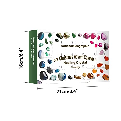 100PCS Advent Calendar 2021 - 24 pcs Rock Collection Box Christmas Healing Crystal Kit Xmas 24 Days Countdown Calendar Rock Storage Ornaments Christmas Gift for Kids (Multicolor 5)