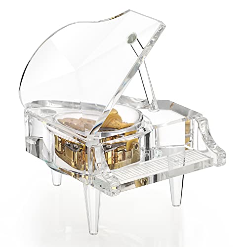 SUMNACON Crystal Piano Music Box, Decorative Musical Box Piano Ornament Toy Sweet Desk Craft for Romantic Valentine, Christmas, Birthday Gift (Tune: For Elise)