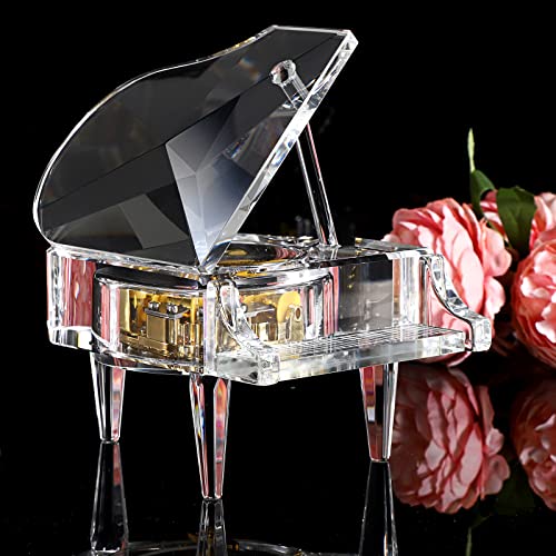 SUMNACON Crystal Piano Music Box, Decorative Musical Box Piano Ornament Toy Sweet Desk Craft for Romantic Valentine, Christmas, Birthday Gift (Tune: For Elise)