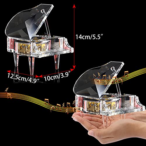 SUMNACON Crystal Piano Music Box, Decorative Musical Box Piano Ornament Toy Sweet Desk Craft for Romantic Valentine, Christmas, Birthday Gift (Tune: For Elise)