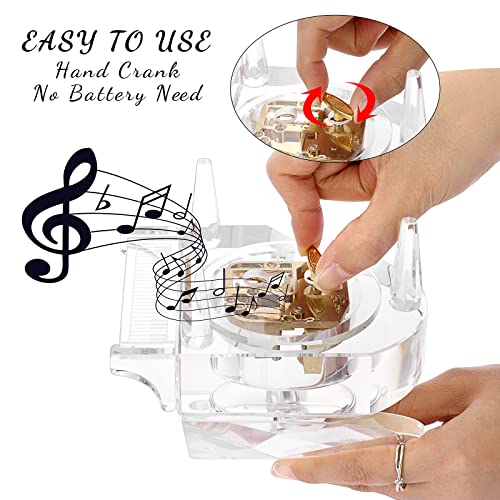 SUMNACON Crystal Piano Music Box, Decorative Musical Box Piano Ornament Toy Sweet Desk Craft for Romantic Valentine, Christmas, Birthday Gift (Tune: For Elise)