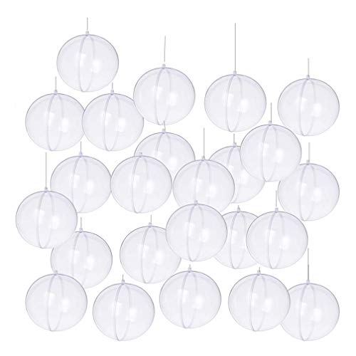 Wenosda Christmas Clear Baubles Transparent Ball Plastic Fillable Sphere Ornament for Xmas Tree/Home Decoration/Wedding/Birthday/Party/Gift Box etc (70mm, Set of 24pcs)