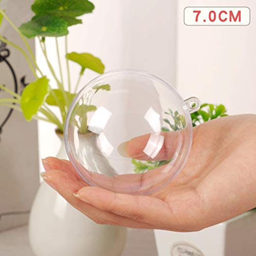 Wenosda Christmas Clear Baubles Transparent Ball Plastic Fillable Sphere Ornament for Xmas Tree/Home Decoration/Wedding/Birthday/Party/Gift Box etc (70mm, Set of 24pcs)