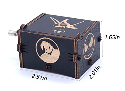 Beiwei Music Box Nightmare Wooden Hand Crank Musical Box Gifts for Birthday Christmas Thanksgiving Days Halloween Decor Valentine's Day Black …