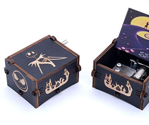 Beiwei Music Box Nightmare Wooden Hand Crank Musical Box Gifts for Birthday Christmas Thanksgiving Days Halloween Decor Valentine's Day Black …