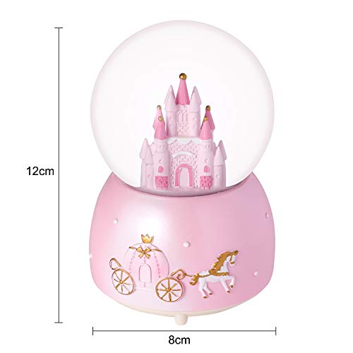 Musical Snow Globe Music Box Crystal Ball illuminated Musical Ornament Melody Artware Birthday Christmas New Year Musical Gift for Girls Children Kids