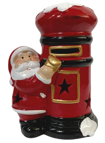 LED Light Up Christmas Ornament Santa By Post-Box Figurine Festive Xmas Scene