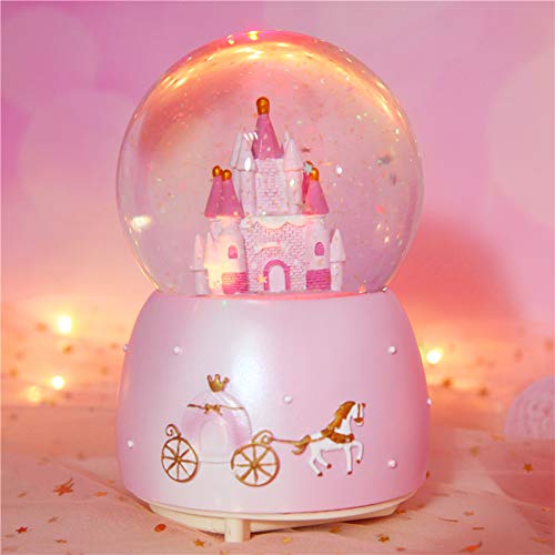 Musical Snow Globe Music Box Crystal Ball illuminated Musical Ornament Melody Artware Birthday Christmas New Year Musical Gift for Girls Children Kids