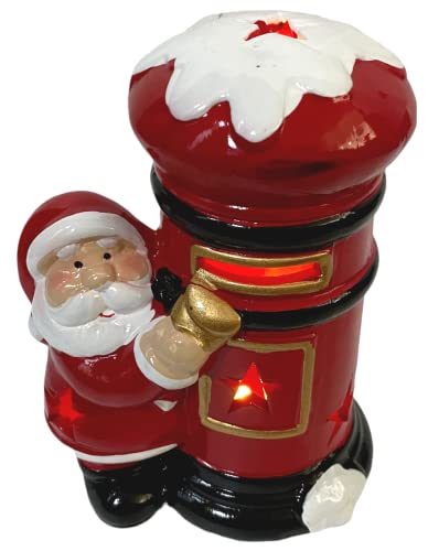 LED Light Up Christmas Ornament Santa By Post-Box Figurine Festive Xmas Scene