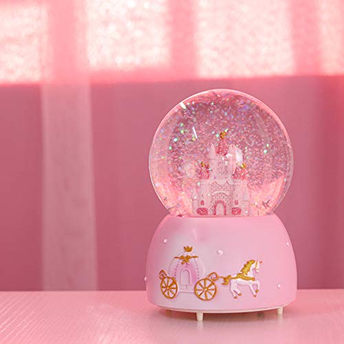 Musical Snow Globe Music Box Crystal Ball illuminated Musical Ornament Melody Artware Birthday Christmas New Year Musical Gift for Girls Children Kids