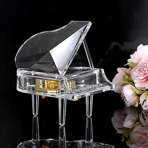 SUMNACON Acrylic Piano Music Box, Decorative Musical Box Piano Ornament Toy Sweet Desk Craft for Romantic Valentine, Christmas, Birthday Gift (Tune: You Are My Sunshine)