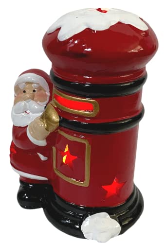 LED Light Up Christmas Ornament Santa By Post-Box Figurine Festive Xmas Scene