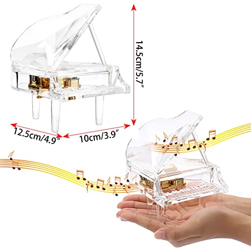 SUMNACON Acrylic Piano Music Box, Decorative Musical Box Piano Ornament Toy Sweet Desk Craft for Romantic Valentine, Christmas, Birthday Gift (Tune: You Are My Sunshine)