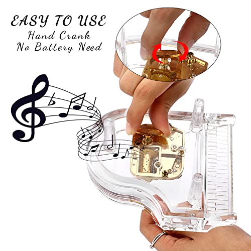 SUMNACON Acrylic Piano Music Box, Decorative Musical Box Piano Ornament Toy Sweet Desk Craft for Romantic Valentine, Christmas, Birthday Gift (Tune: You Are My Sunshine)