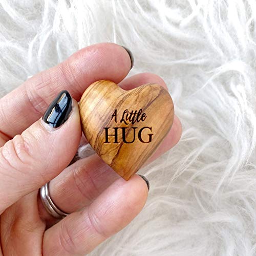 The Laser Engraving Company A Little Hug, Tiny Hug Token, Solid Olive Wood Heart, Isolation Gift, Missing You Gift, Thinking of You, Lock Down, Lockdown