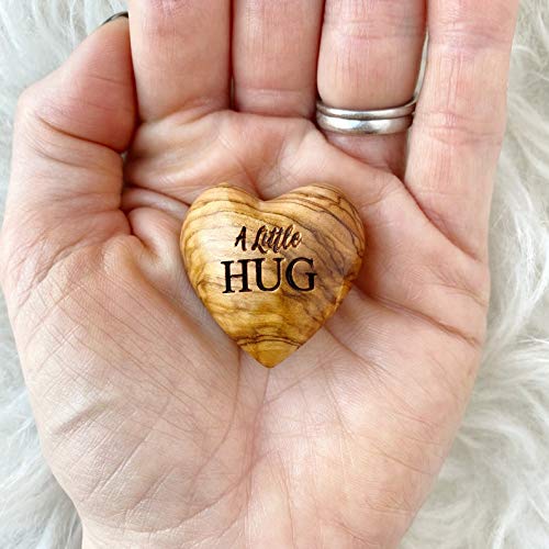 The Laser Engraving Company A Little Hug, Tiny Hug Token, Solid Olive Wood Heart, Isolation Gift, Missing You Gift, Thinking of You, Lock Down, Lockdown