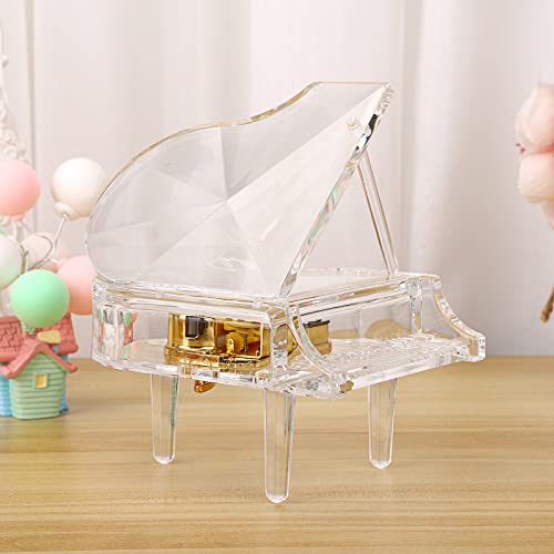 SUMNACON Acrylic Piano Music Box, Decorative Musical Box Piano Ornament Toy Sweet Desk Craft for Romantic Valentine, Christmas, Birthday Gift (Tune: You Are My Sunshine)