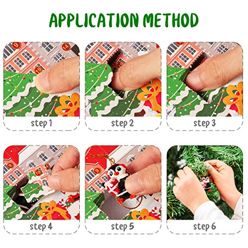 Tomaibaby 24Pcs Christmas Advent Calendar Xmas Tree Hanging Ornaments Advent Calendar Charms for Christmas Ornament Decoration