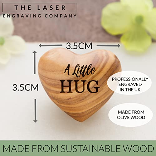 The Laser Engraving Company A Little Hug, Tiny Hug Token, Solid Olive Wood Heart, Isolation Gift, Missing You Gift, Thinking of You, Lock Down, Lockdown