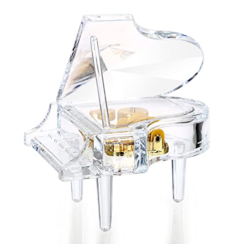 SUMNACON Acrylic Piano Music Box, Decorative Musical Box Piano Ornament Toy Sweet Desk Craft for Romantic Valentine, Christmas, Birthday Gift (Tune: You Are My Sunshine)