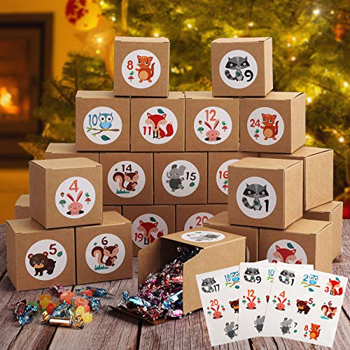 Herefun Advent Calendar Boxs, 24 Christmas Boxes, DIY Christmas Advent Calendar, Advent Calendar, 24 Advent Gift Box, Christmas Countdown Calendar, Christmas for Handicrafts and Decoration Parties (1)