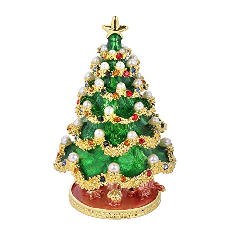 Bomiclss Christmas Tree Jewelry Trinket Box with Rich Enamel Small Jewellery Box Home Decor Unique Gift for Girls Women