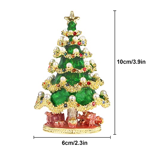Bomiclss Christmas Tree Jewelry Trinket Box with Rich Enamel Small Jewellery Box Home Decor Unique Gift for Girls Women