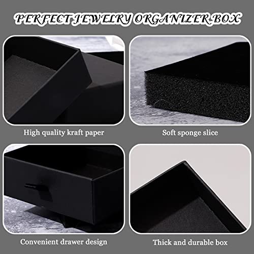 ExceLife Jewelry Gift Box, Cotton Filled Cardboard Paper Jewelry Box Ring Necklace Bracelet Earring Gift Case for Birthday Wedding Anniversary Jewelry Packaging, Pink