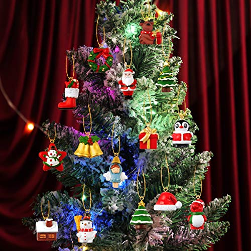 Tomaibaby 24Pcs Christmas Advent Calendar Xmas Tree Hanging Ornaments Advent Calendar Charms for Christmas Ornament Decoration