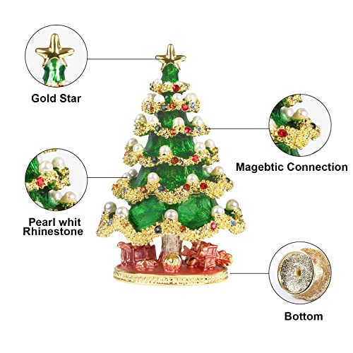 Bomiclss Christmas Tree Jewelry Trinket Box with Rich Enamel Small Jewellery Box Home Decor Unique Gift for Girls Women