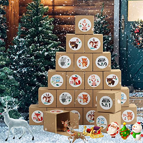 Herefun Advent Calendar Boxs, 24 Christmas Boxes, DIY Christmas Advent Calendar, Advent Calendar, 24 Advent Gift Box, Christmas Countdown Calendar, Christmas for Handicrafts and Decoration Parties (1)