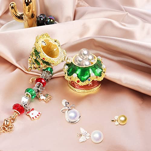 Bomiclss Christmas Tree Jewelry Trinket Box with Rich Enamel Small Jewellery Box Home Decor Unique Gift for Girls Women