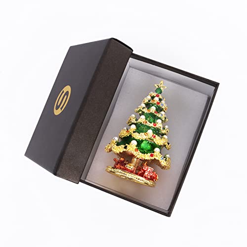Bomiclss Christmas Tree Jewelry Trinket Box with Rich Enamel Small Jewellery Box Home Decor Unique Gift for Girls Women