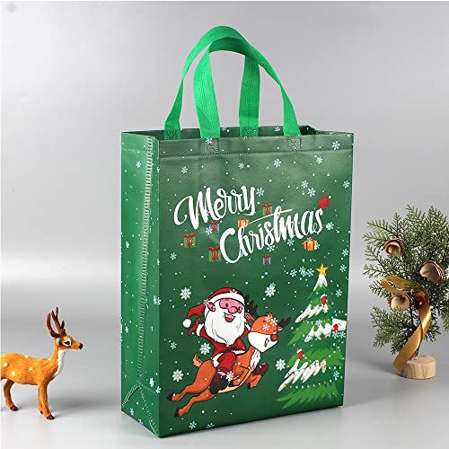 4 Pack Christmas Reusable Grocery Bag,Large Tote Bag with Handle, Gift Present Bag, Shopping Bag for Holiday Xmas Event Party